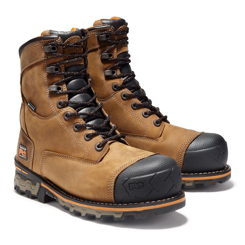 Botas de Trabajo Masculino - Timberland Pro® Boondock 8\" Comp Toe - LGJXV7423 - Marrom/Pretas